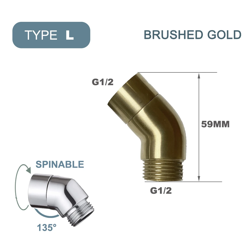 

Угол 90° ° 135 ° Адаптер для локтя для душа G1/2, разъем для насадки для душа для ванной комнаты, женский и мужской аксессуар для ручного душа с дождевой насадкой