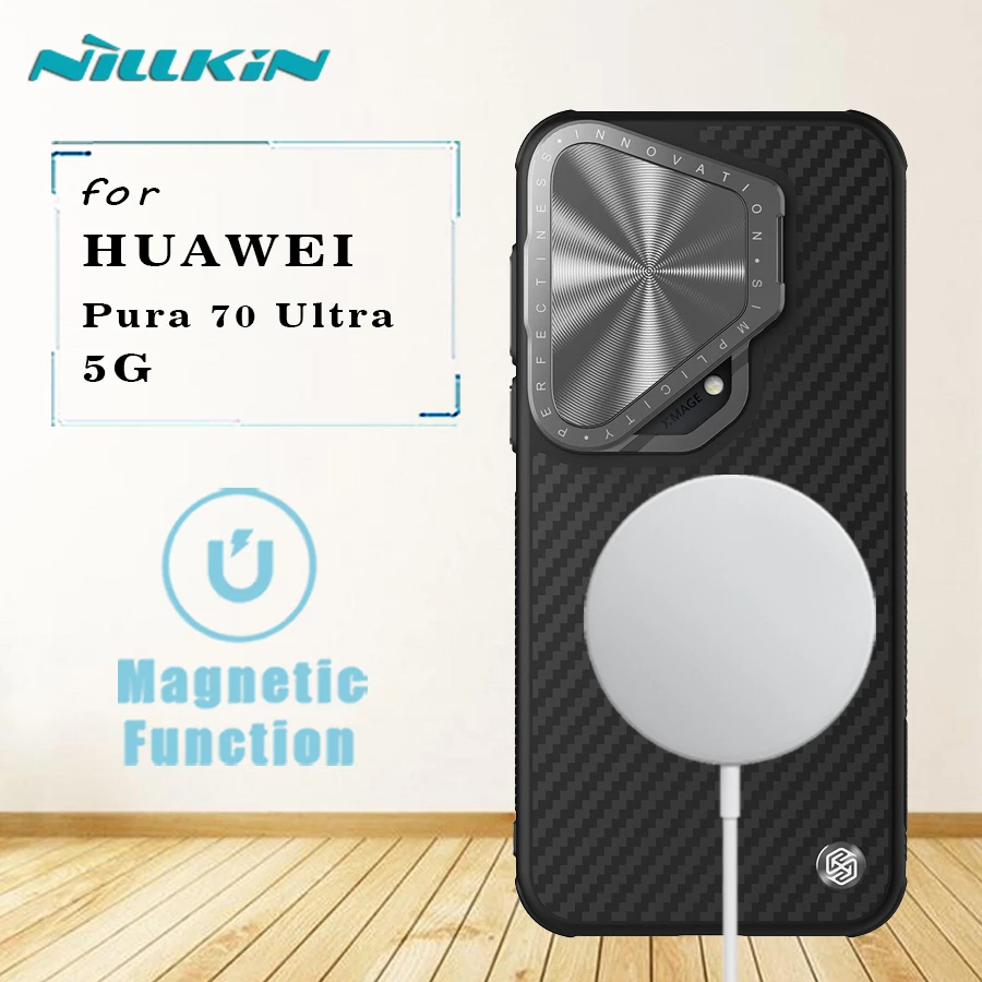 Магнитный чехол для Huawei Pura 70 Ultra 5G Nillkin Carbo Fiber Prop Magsafe 360 полная защита камеры задняя