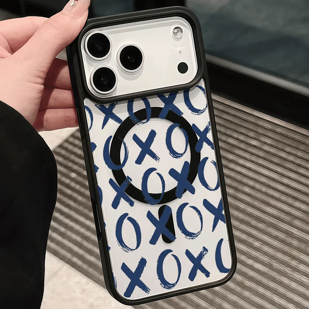 Фото Чехол для телефона XOXO INS для Magesafe для iPhone AIR 17, 16, 15, 12, 13, 14 Pro Max, 15, 14, 16 Plus, 11, прозрачный акриловый чехол с беспроводной зарядкой №2