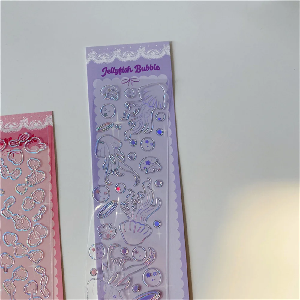 

Korean Transparent Laser Bronzing Silver Butterfly Sticker Scrapbooking Stick DIY Material Stationary Kawaii Art Supplies