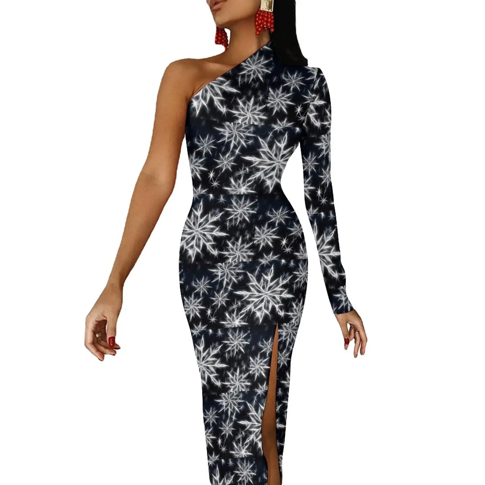 

Женское платье-макси с длинным рукавом, винтажным принтом