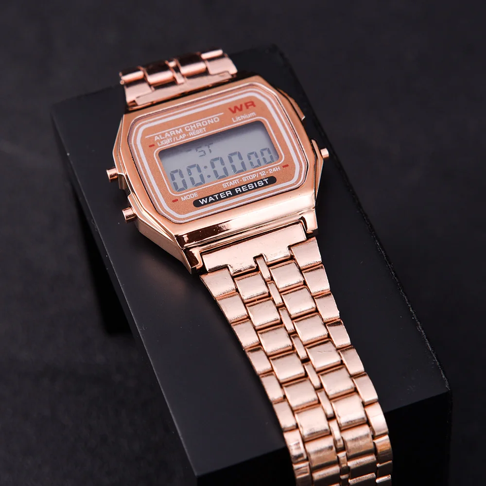 Luxury F91W Steel Band Watch Retro LED Digital Sports Military Watch Electronic Wrist Band Clock Ladies for Men Business Watches