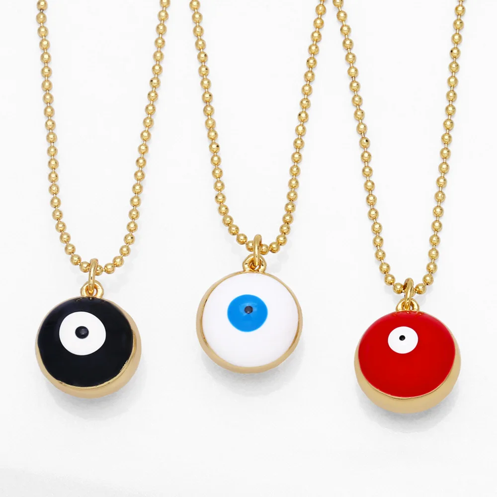 

Colorful Enamel Round Turkey Evil Eye Necklace for Women Jewelry Gold Plated Bead Chain Mens Lucky Greek Eye Pendant Choker Gift