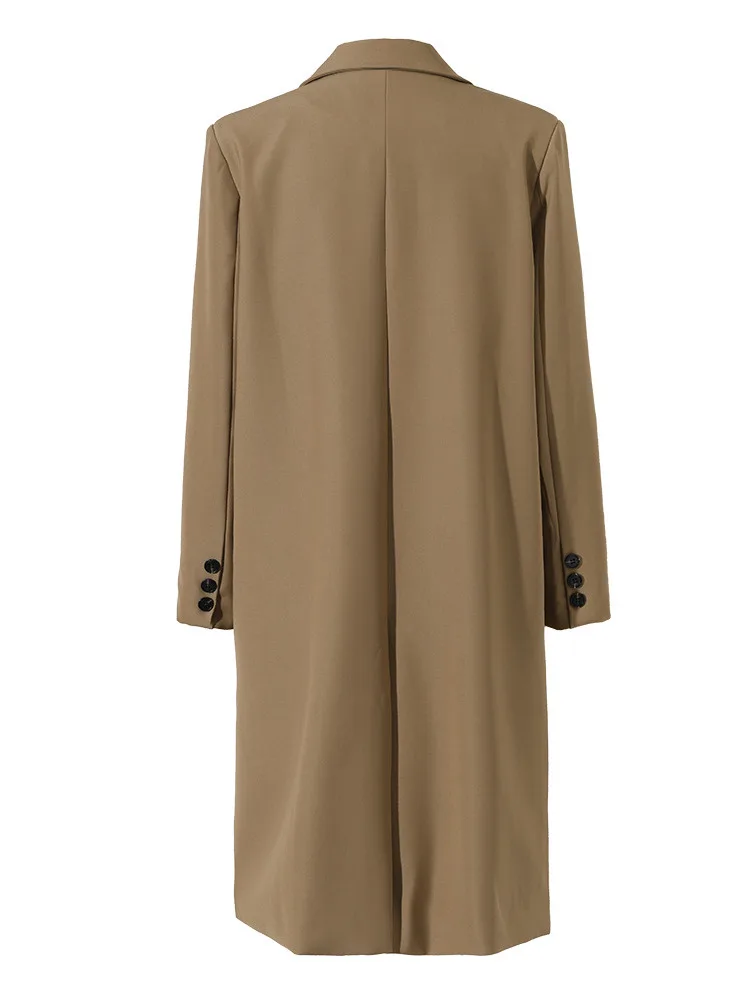 Контрастный лоскутный дизайн для длинной куртки цвет хаки костюм с длинным