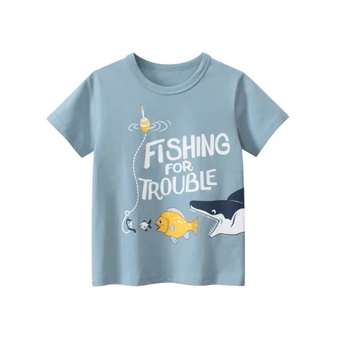 Детские летние футболки TUONXYE с рисунком рыбалки для детей, футболки для мальчиков с изображением акулы, съедобной рыбы, детские шорты с рукавом