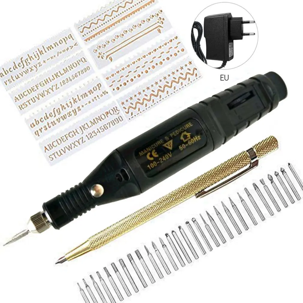 

Hot New For Glass Ceramic Plastic Wood Jewelry 40PCS Electric Nail Drill Machine Grinder Micro Engraver Pen Engraving Tool Kit