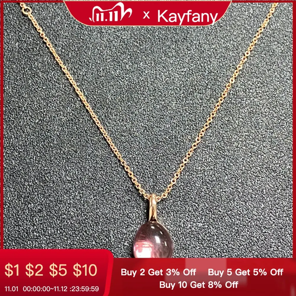 

Ladies Pomellato Waterdrop Necklace Gold Plated Purple Pink Crystal Pendant Necklace High Quality Fashion Jewelry Birthday Gift