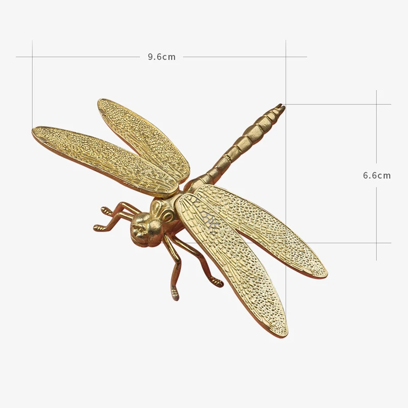 

Fashion Brass Dragonfly Figurines Simulation Animal Toy Removable Wings Office Desk Small Ornament Living Room TV Cabinet Decor