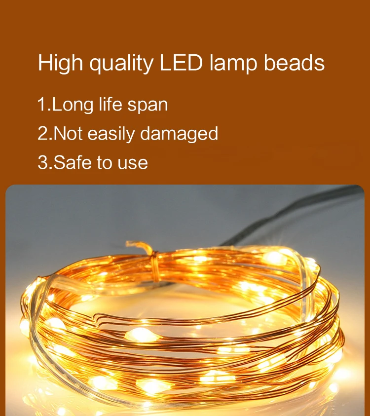 Outdoor Waterproof Solar Led Light String Light Garden Decoration Garland 8Modes Copper Wire Light For Street Christmas Decor