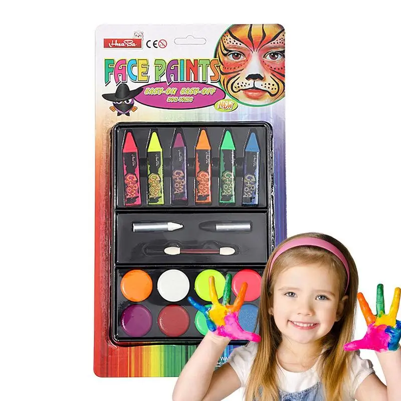 

Детский набор для рисования лица, краска на водной основе, палитра для макияжа, Быстросохнущий инструмент для макияжа для сцены, представлений, Хэллоуина, искусственный Косплей