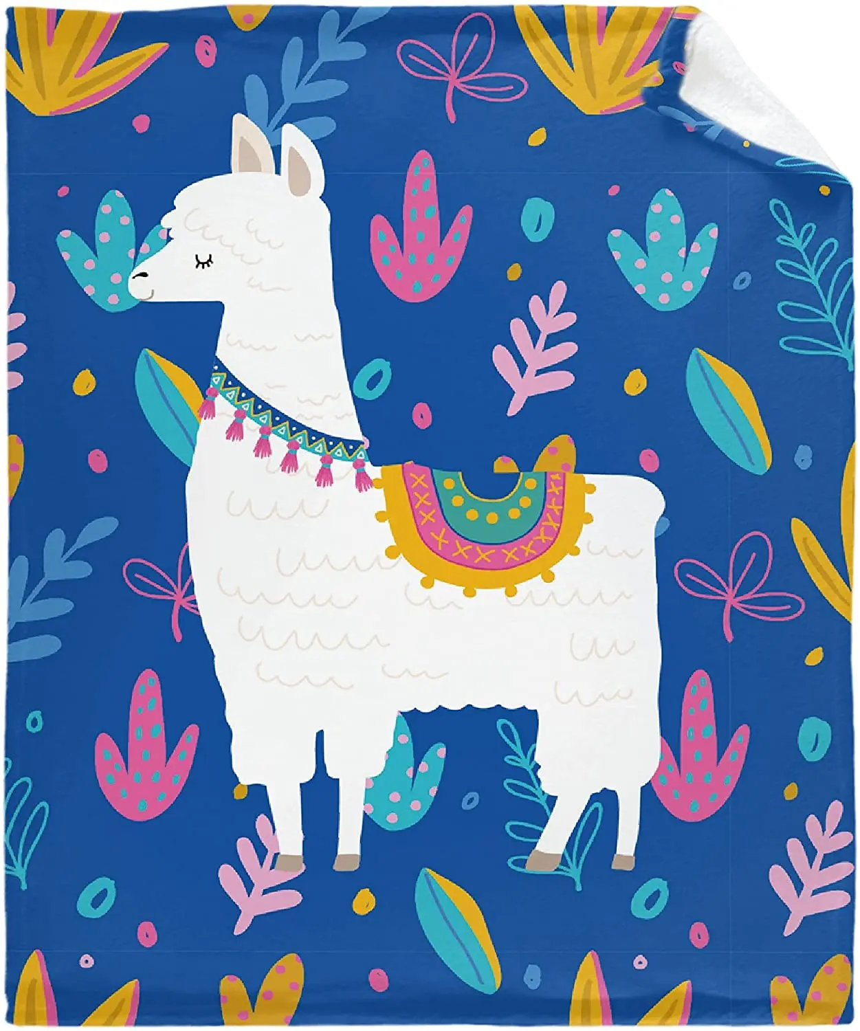 

Lovely Colored Llama Alpaca Blanket Throw Cartoon Llama Gifts for Women Adults Girls and Kids Fleece Flannel Fuzzy Soft Blanket