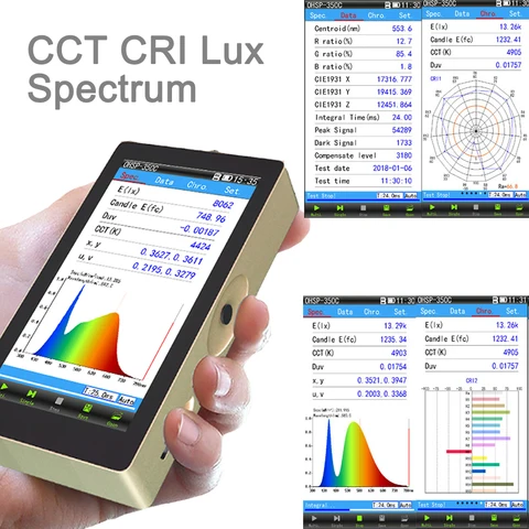 Hopoocolor OHSP350C Портативный спектрометр CCT CRI Meter Lux Test Light
