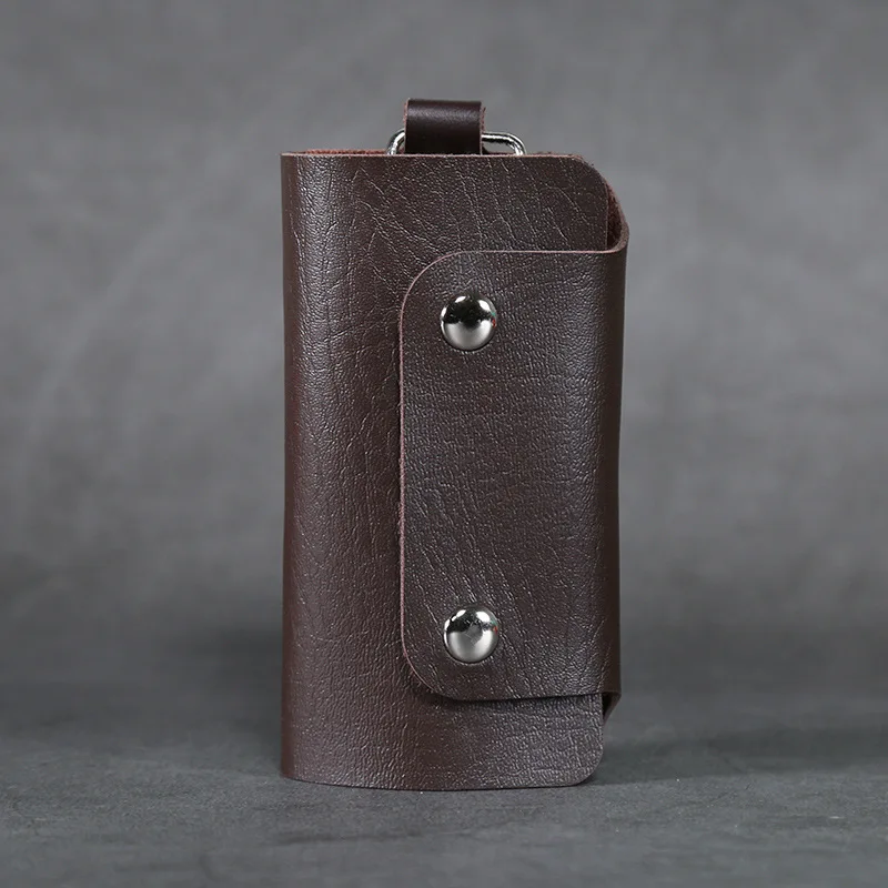 Men Keychain Wallet Portable Leather Keys Holder Car Keychain Holder Bag Case Unisex Wallet Cover Simple Solid Color Storage Bag