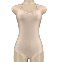 solid nude color performance bodysuit sleeveless backless theatrical costume for women stretch outfit uniform costumes