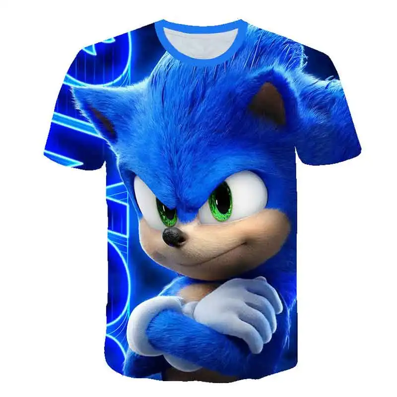 2023 New Yellow Sonic Tshirt Kids Clothes Boys Cartoon Game Super Sonic Boys Clothes Men Women T-shirt Summer Clothes For Girls