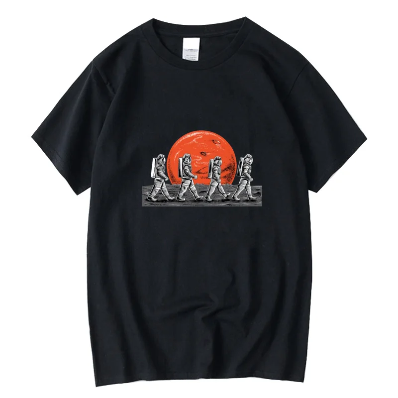 

Men's T-shirt High Quality 100% cotton Funny astronaut print T shirt casual loose o-neck tshirt short sleeve t-shirt male tees