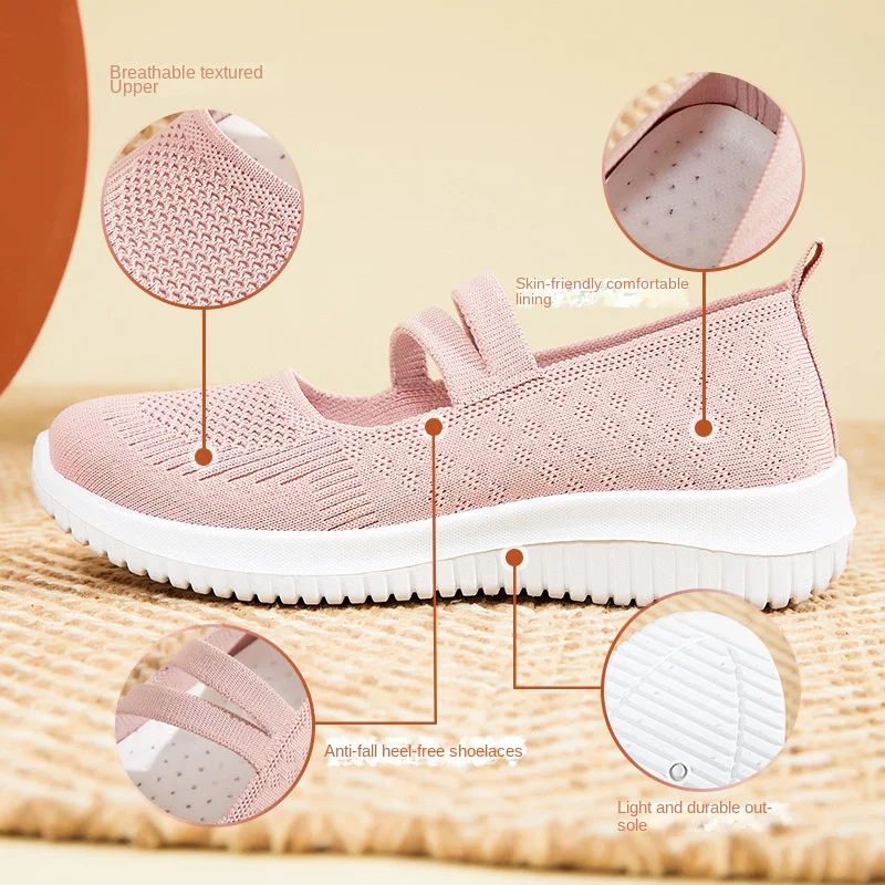 Shoes for Women 2023 Woven Mesh Breathable Women's Soft Bottom Non-slip Flat Shallow Mouth Set Foot Single Woman Loafer Shoe