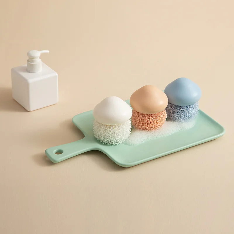 

Cute Mini Household fiber kitchen dishwashing brush Household short handle cleaning brush Remove oil stains Washing pan brush