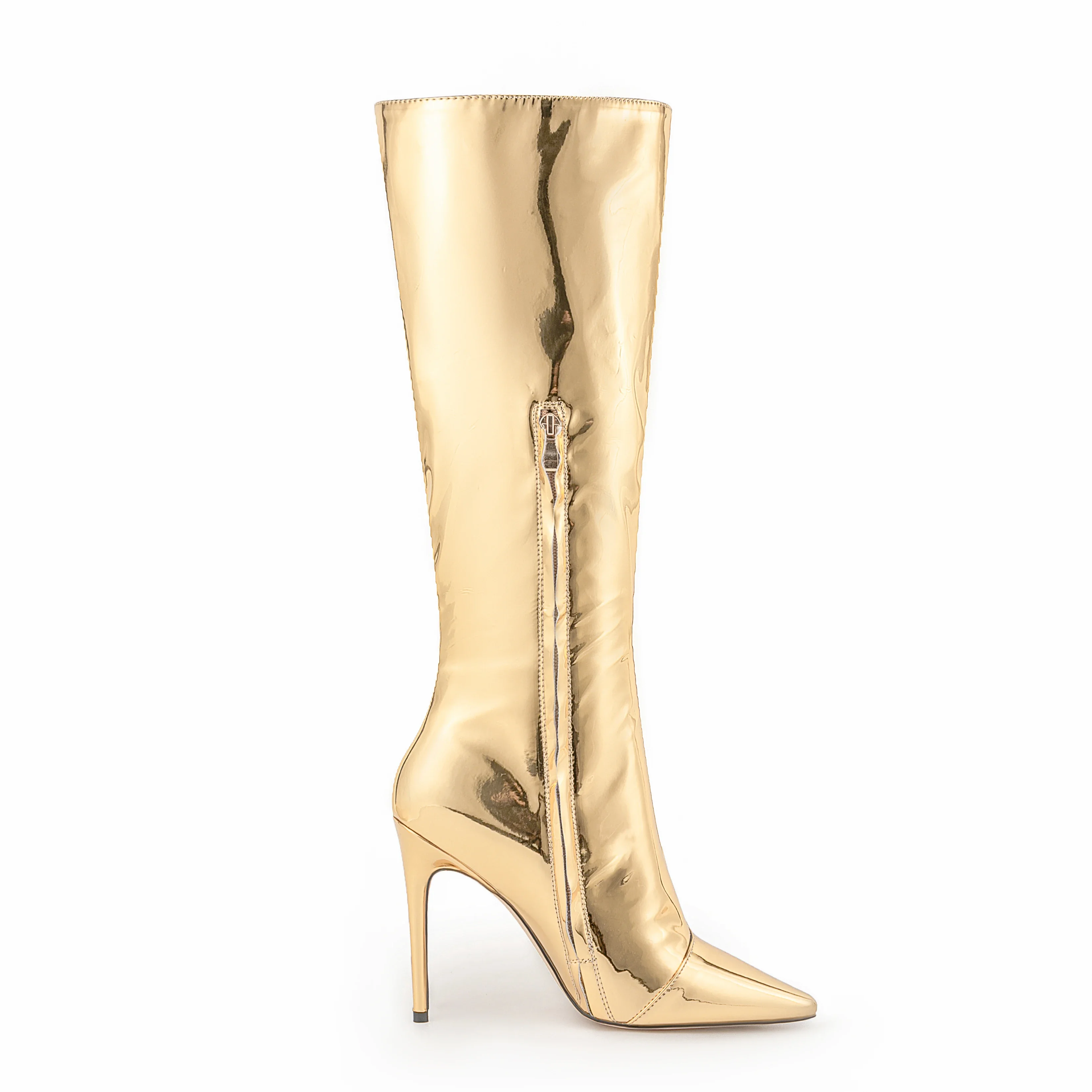 Arden Furtado 2024 зеркальные кожаные ботинки с острым носком тонкий каблук боковая