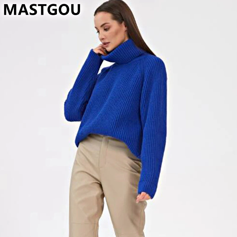 Женский плотный кашемировый свитер большого размера на осень и зиму |