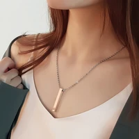 aradoo trendy minimalist cuboid micro set zircon pendant titanium steel necklace