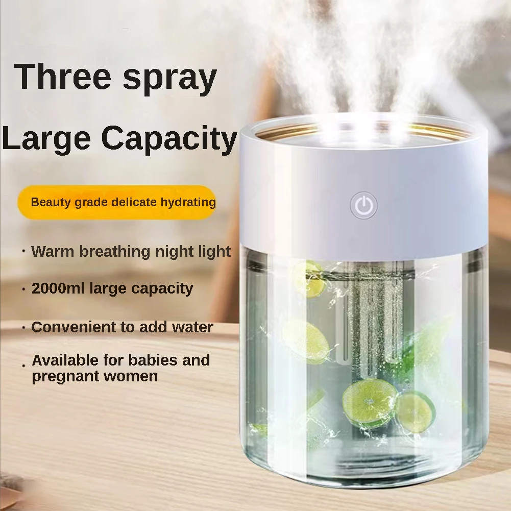 

Portable Air Humidifier. USB Personal Desktop Large Capacity 2L Cool Mist Humidifier Oil Diffuser, for House Bedroom,Office