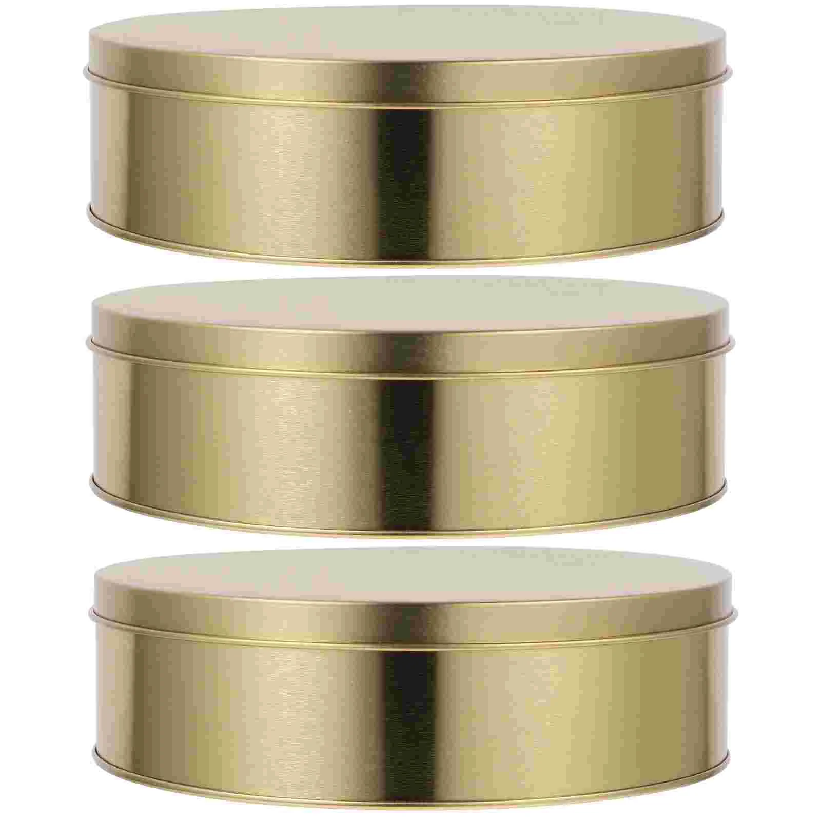 

3 Pcs Candy Tin Holiday Tins Food Container Gift Box Storage Festival Biscuit Containers Tinplate Cookie With Lids Round