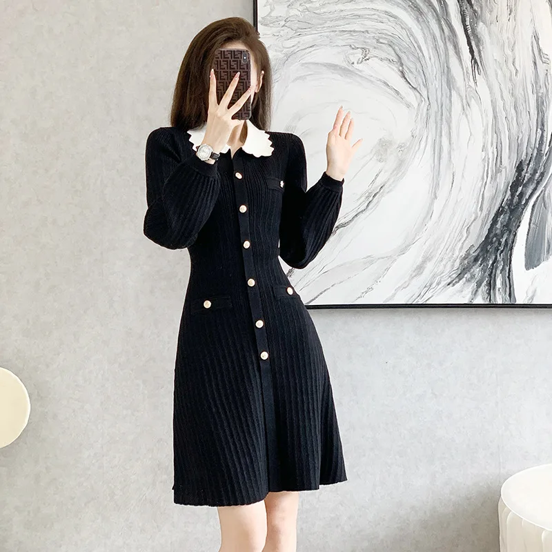 

High Quality 2023 Elegant Hollow Out Design Women Dress Female Evening Party Autumn Winter Crop Top Clothes Casual Y2k Robe