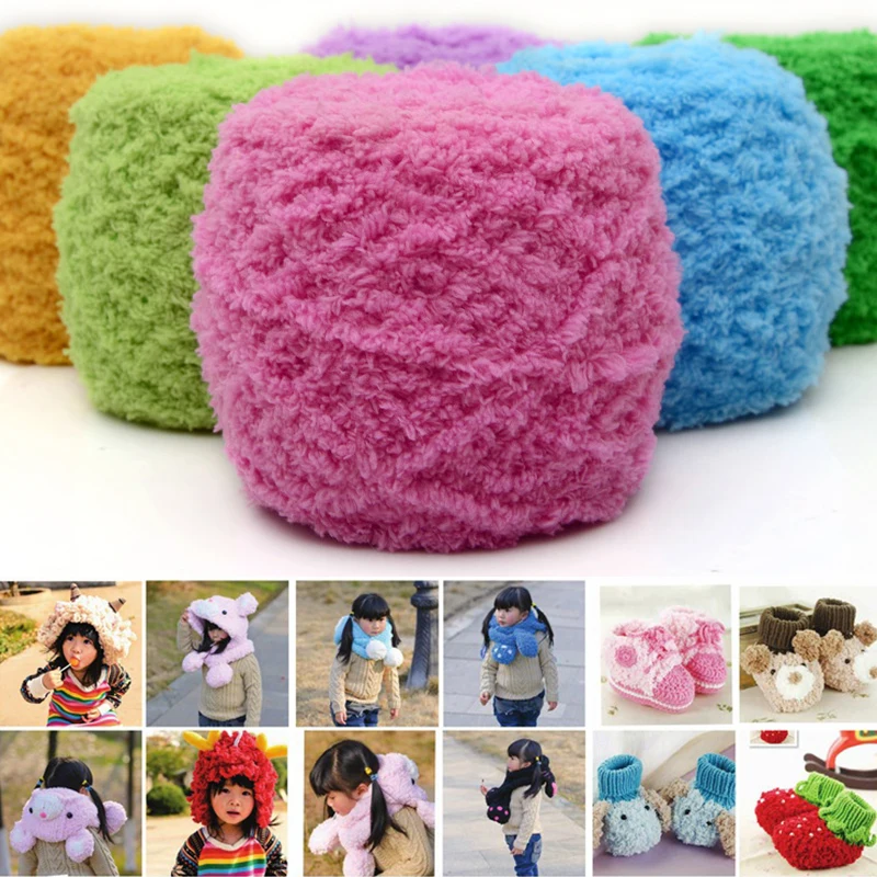 

100g/Ball Velvet Coral Fluffy Wool Yarn Soft Handwork Knitting Woven Yarn DIY Baby Scarf Sweater Crochet Hand Sewing Thick Line
