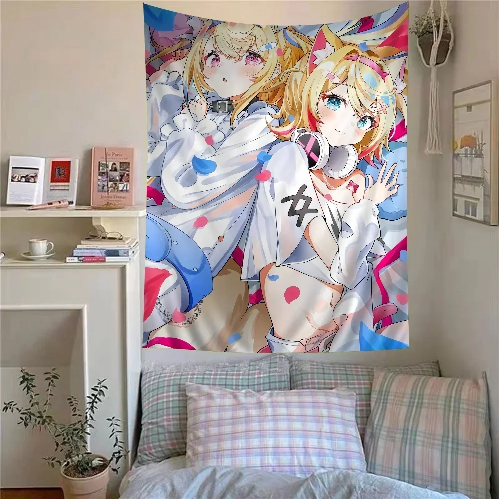 FuwaMoco Fuwawa Mococo Hololive Vtuber DIY настенный гобелен для гостиной дома и общежития Декор