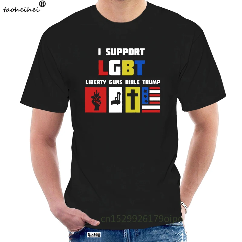 

I Support ЛГБТ свобода пистолеты Библия Трамп рубашки забавные для мужчин новинка 2020 рукава хлопковая футболка на заказ футболки @ 071780