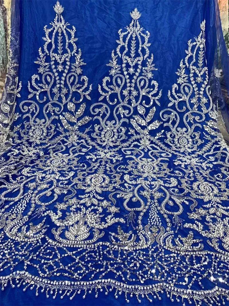 Французская Тяжелая кружевная ткань из бисера высококачественные африканские