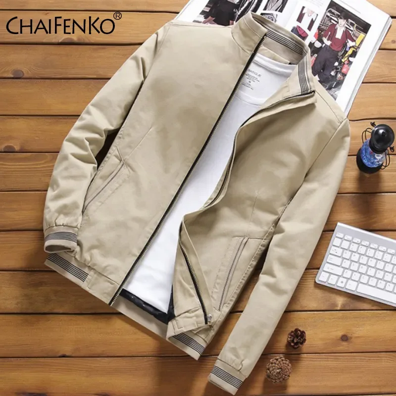 

NEW 2023 Autumn New Bomber Jacket Men Spring Fashion Stand Slim Windbreaker Jacket Coat Men Outwear Casual Military Jacket Men 5