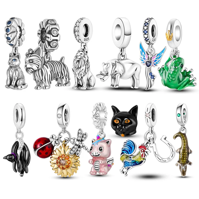 

Шарм-бусина из серебра 925 пробы в виде хамелеона