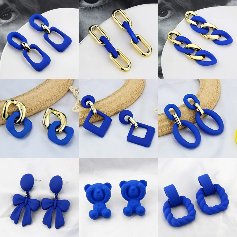 

Klein Blue Stud Earrings Silver 925 Jewelry High-end Earrings Korean Style Ins925 Silver Needle Niche Design Earrings Women