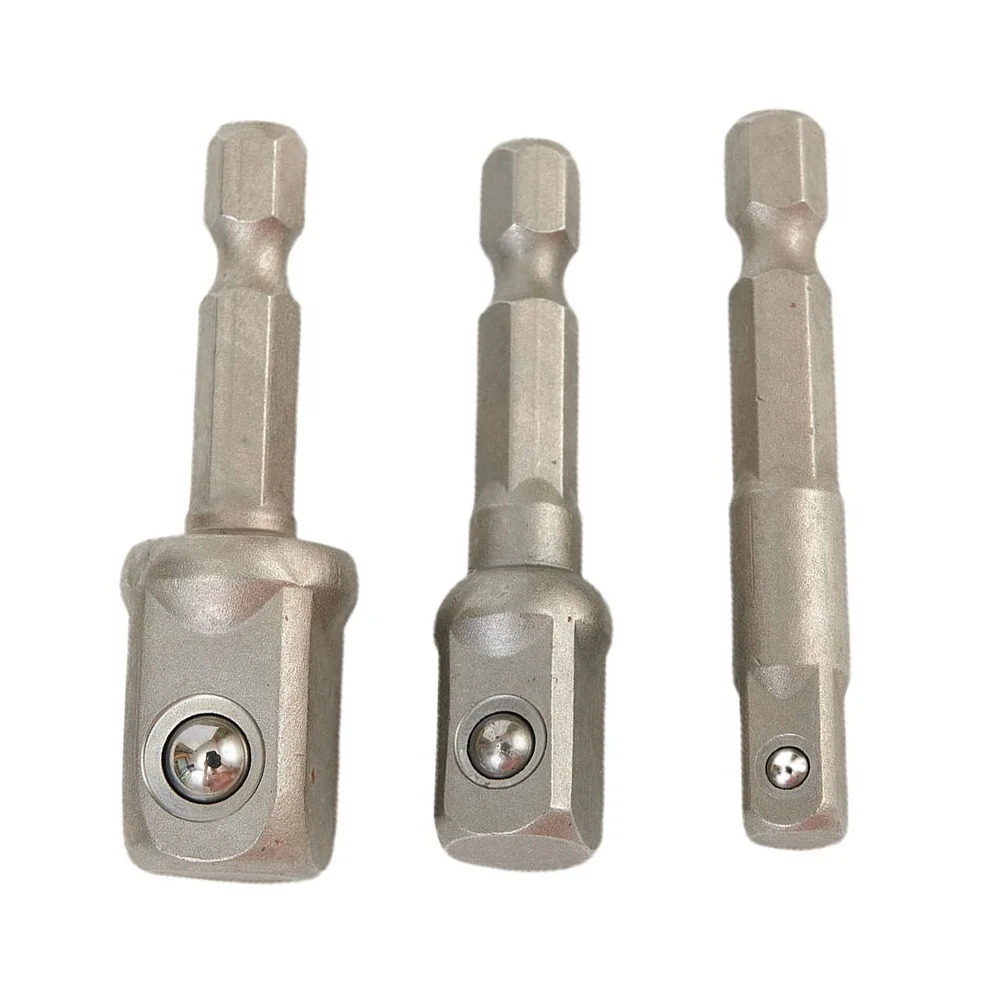 

3pcs 1/4'' Hex Shank To Square Head Socket Bit Adapter 50mm 1/4'' 3/8'' 1/2'' For Heavy Duty Impact Drivers Quick Change Chuck