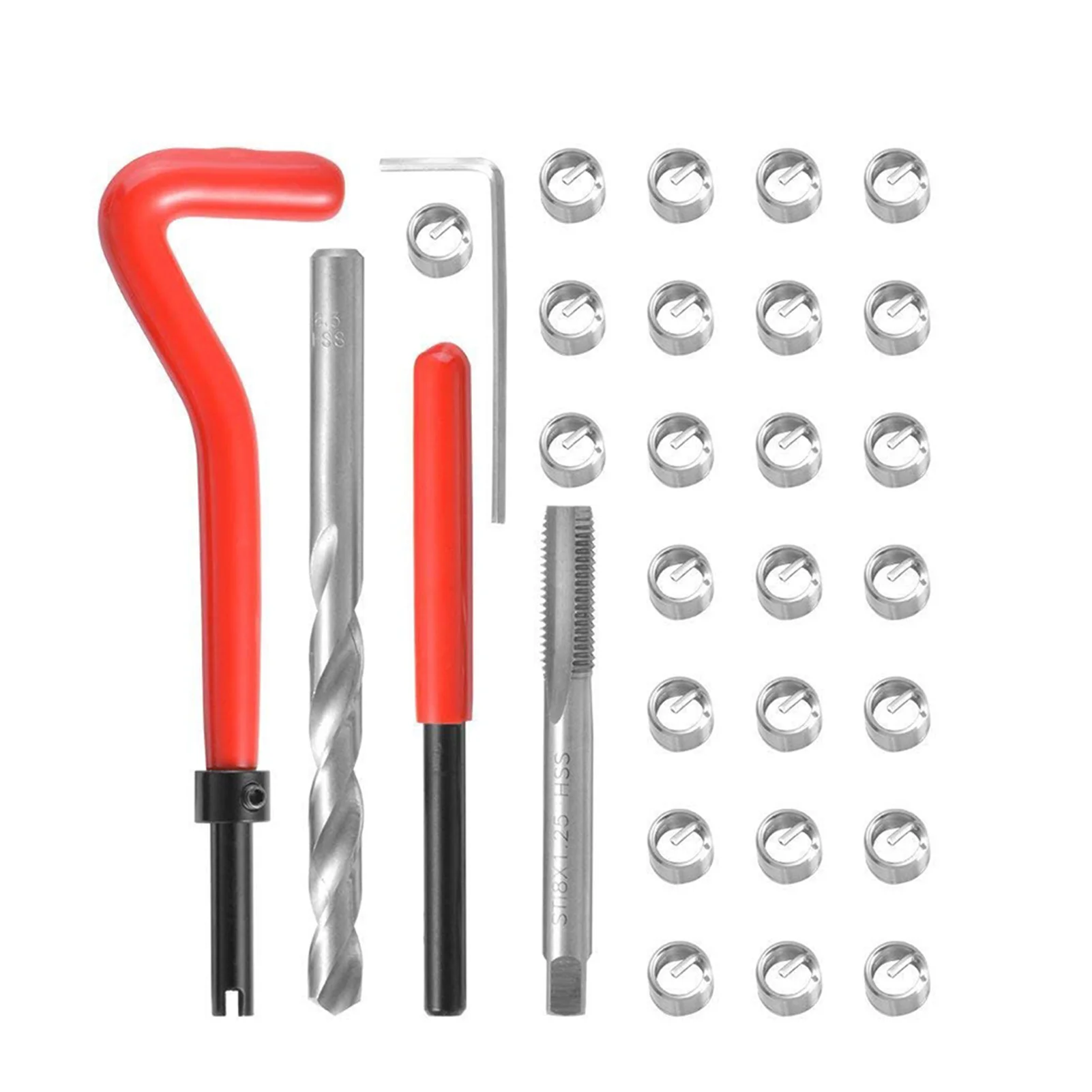 

Thread Repair Tool Kit 30pcs M3/M4/M5/M6/M7/M8/M10/M12/14 for Restoring Damaged Threads Spanner Wrench Twist Drill Bit Kit