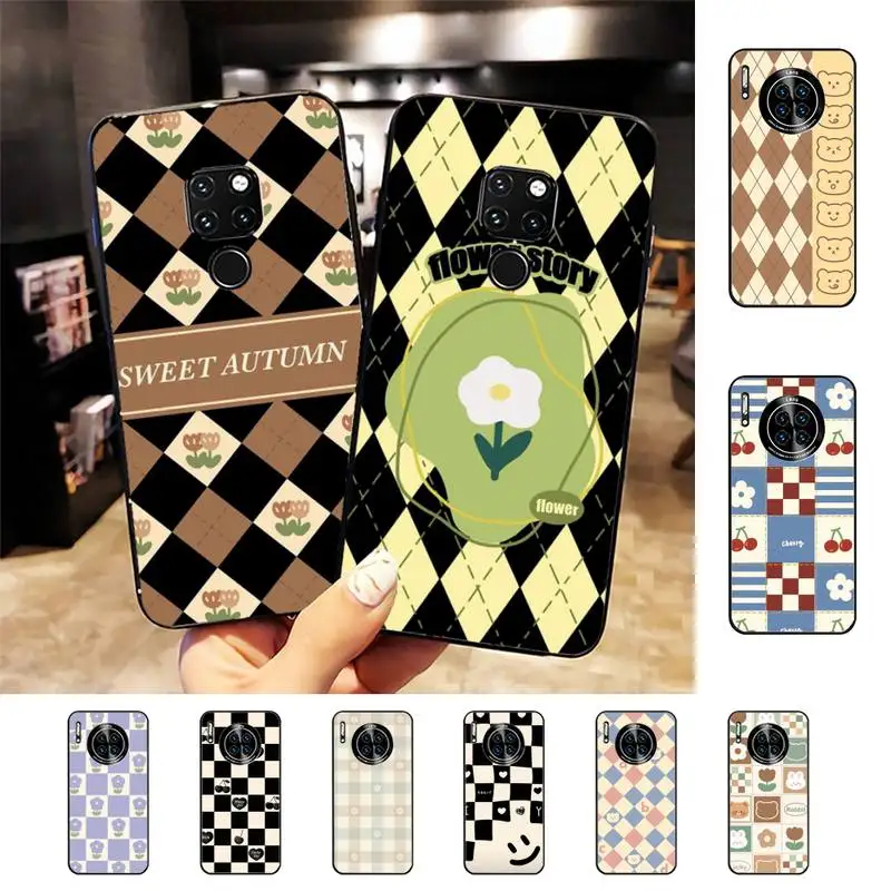 

Cartoon grid Phone Case for Huawei Mate 20 10 9 40 30 lite pro X Nova 2 3i 7se