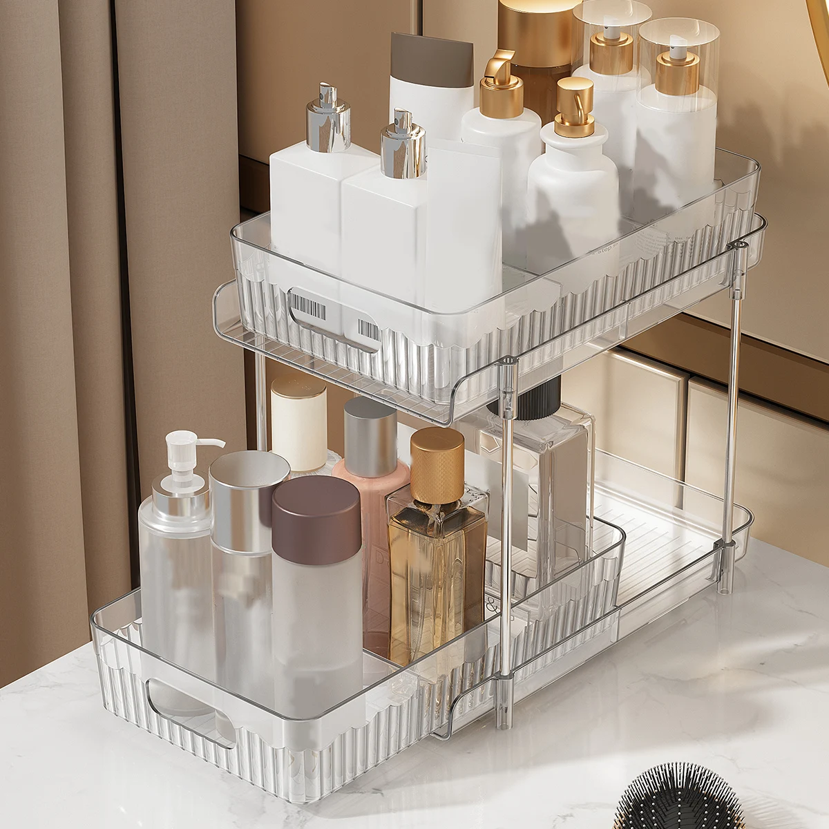 WORTHBUY двухуровневый органайзер для ванной комнаты прозрачная полка косметики
