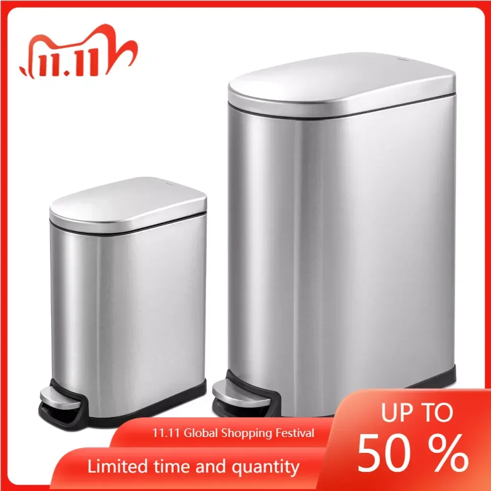 

Пакеты из нержавеющей стали, тонкая кухонная корзина для мусора 10,5 галлонов и 2,6 галлонов, корзина для мусора, жестяные корзины для ванной комнаты