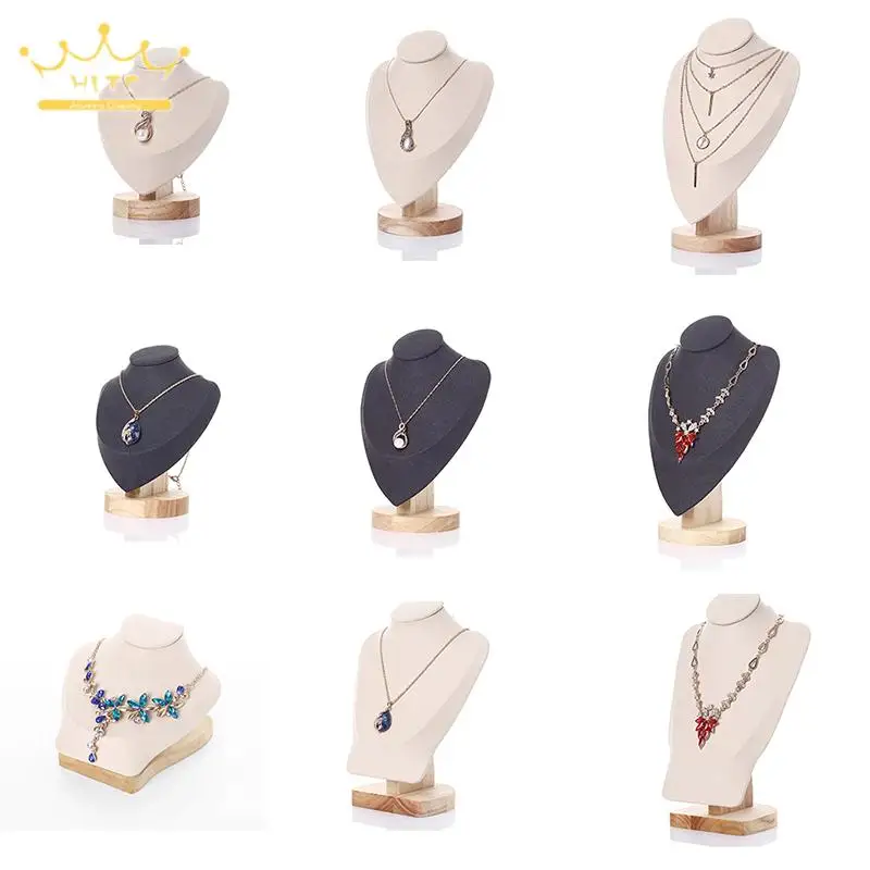 

Wood Jewelry Display Stand Jewelry Easel Necklace Chain Displays Bust Stand Tower Rack Pendant Jewelry Organizer for Exhibitor