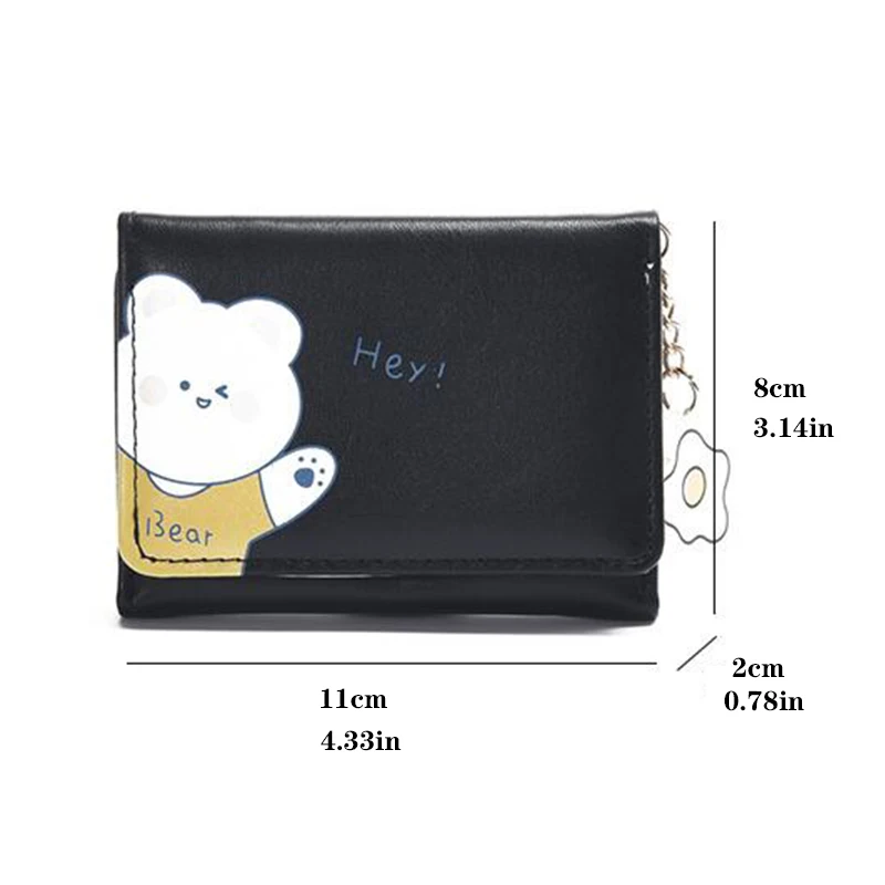 Женский складной кошелек с мультяшным медведем Модный женский маленький из