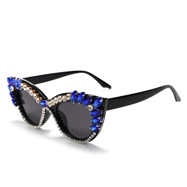 Cat Eye Diamond Sunglasses Women Men Fashion Luxury Oversized Rhinestones Sun Glasses Trendy Shades Eyewear Female Eyeglasses 5
