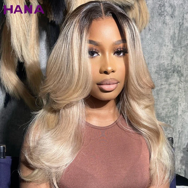 Парик из человеческих волос с темными корнями и эффектом омбре 5 Х5 дюймов