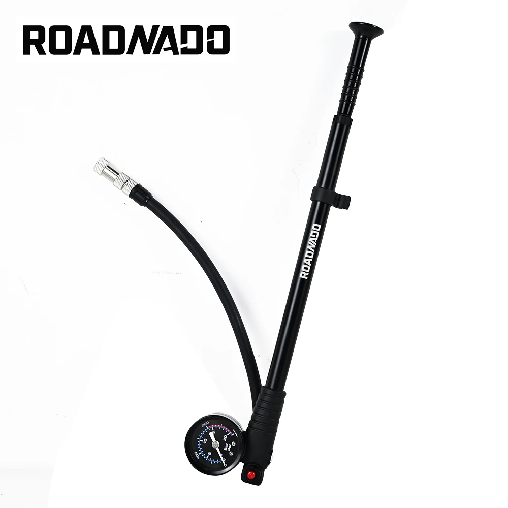

ROADNADO Bicycle Shock Pump 300PSI High Pressure Aluminum MTB Road Bike Air Pump Schrader Presta Valve Gauge Cycling Accessories