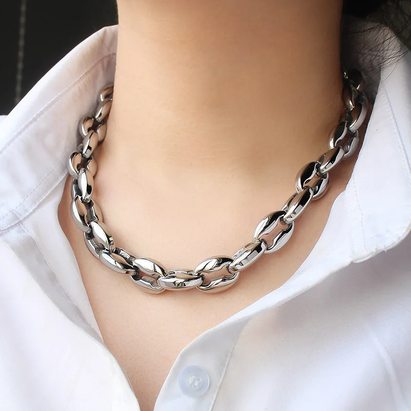 Цепочка с толстыми бусинами из нержавеющей стали водонепроницаемый чокер до