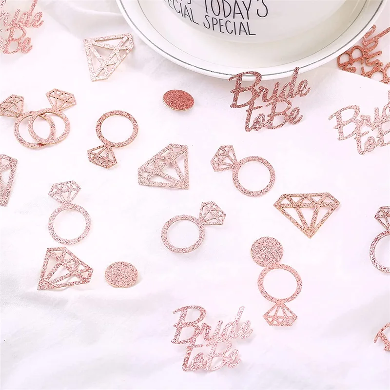 

300pcs Bridal Shower Table Glitter Confetti for Engagement Party Decor Rose Gold Confetti Wedding Bachelorette Party Supplies