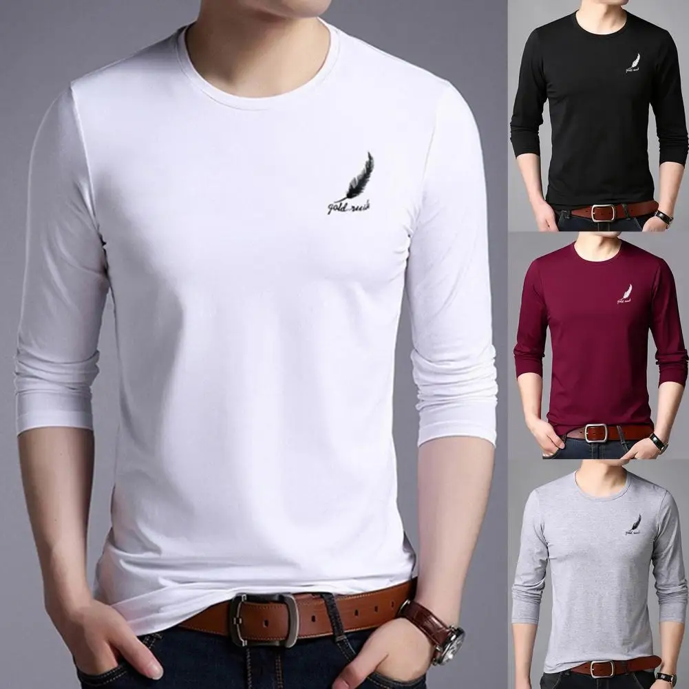 

Men Top Autumn Base Oversized T-shirt For Men Solid Color All Match O Neck Loose Casual Bottoming Shirt for Inner Wear