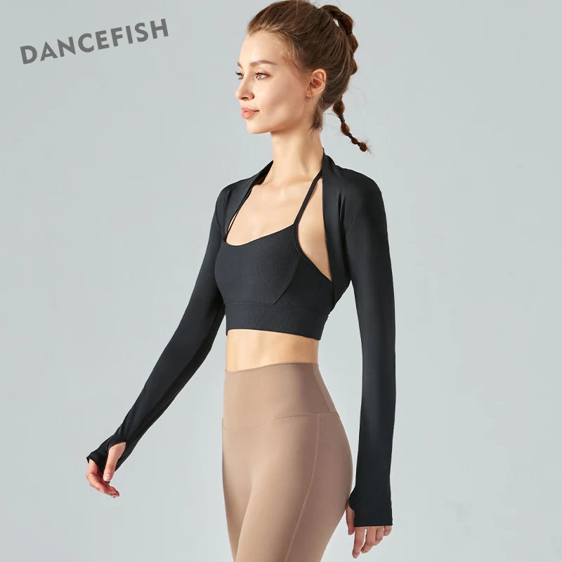 

DANCEFISH Long Sleeve Top Sun -Protective Clothing Outdoor Fitness Runing Training Sportwear Daily Wear Yoga Coat