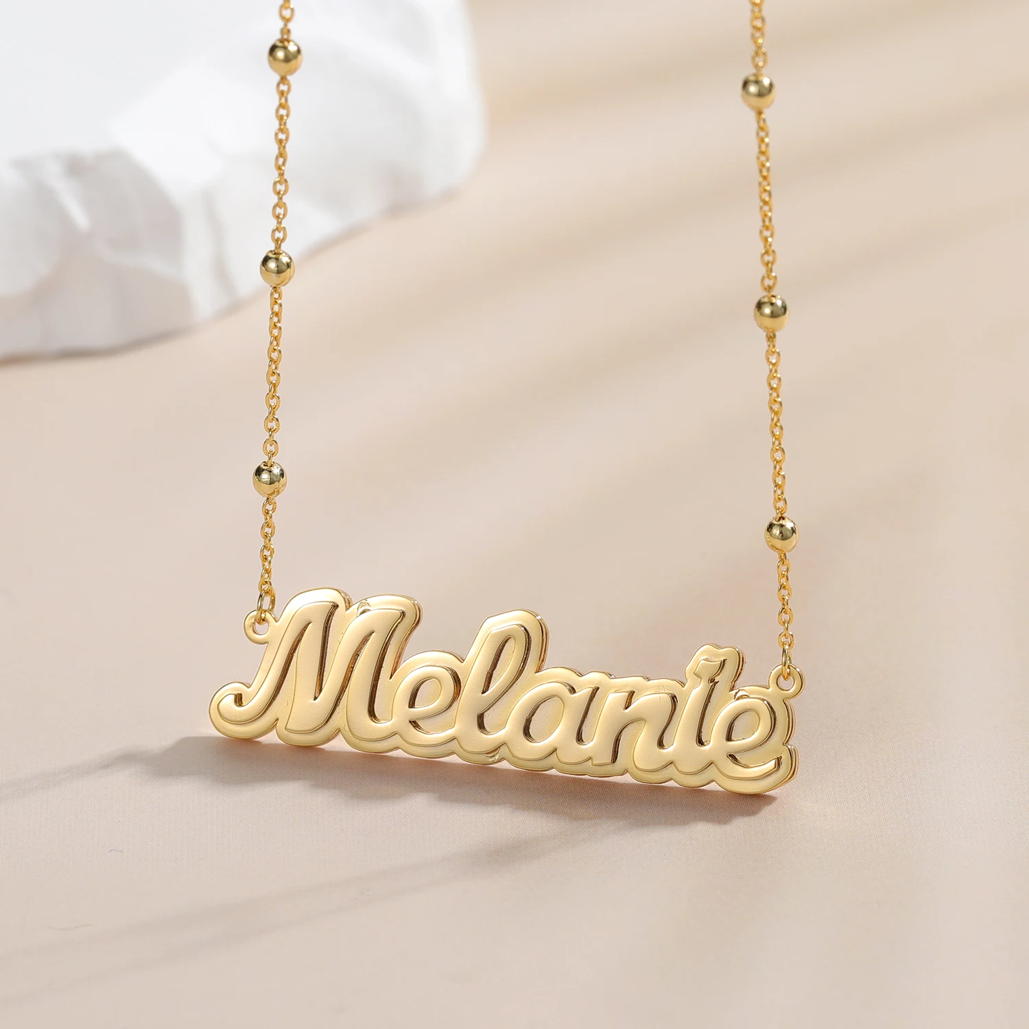 Двухслойное ожерелье с именем на заказ персонализированное именной табличкой